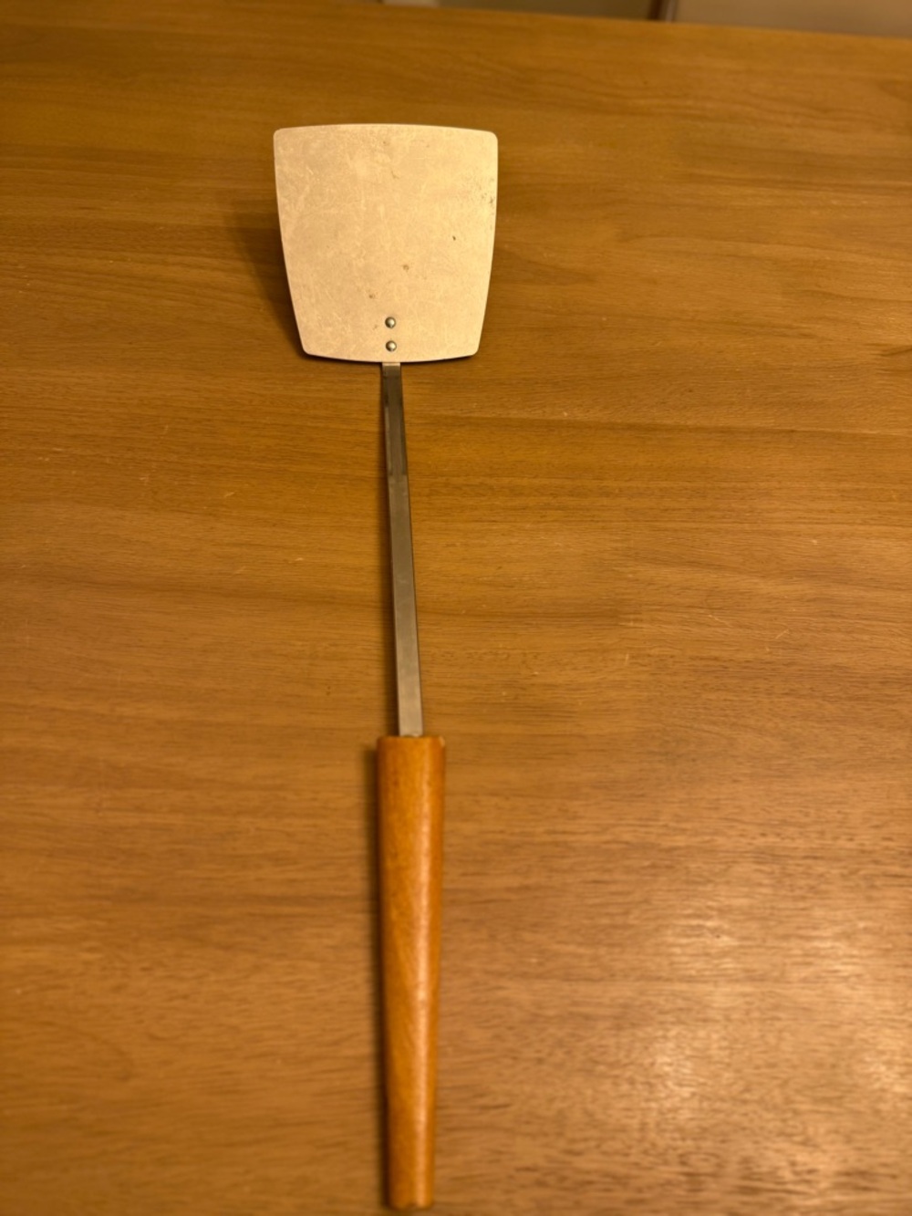 Vintage Extra Long Handle Spatula, Chrome and Maple, ForGrilling - Androck